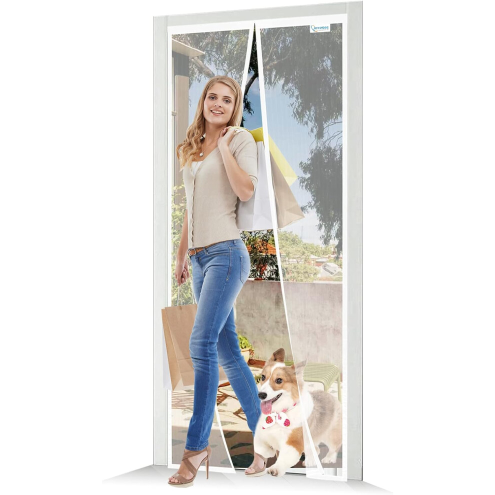 Magnetic Mosquito Net For Balcony Door, No Drilling 145X215 Cm White Â Magnetic Door Mosquito Net, Drill Free Balcony Mosquito Net 5902362874488