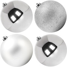 Large Christmas Baubles Outdoor Decorations Silver 10 cm 12 pcs — christmas tree baubles 10 cm, set of 12 baubles, silver christmas baubles