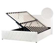 Ottoman Bed ROCHEFORT Boucle Off-White 160 x 200 cm (EU King Size)