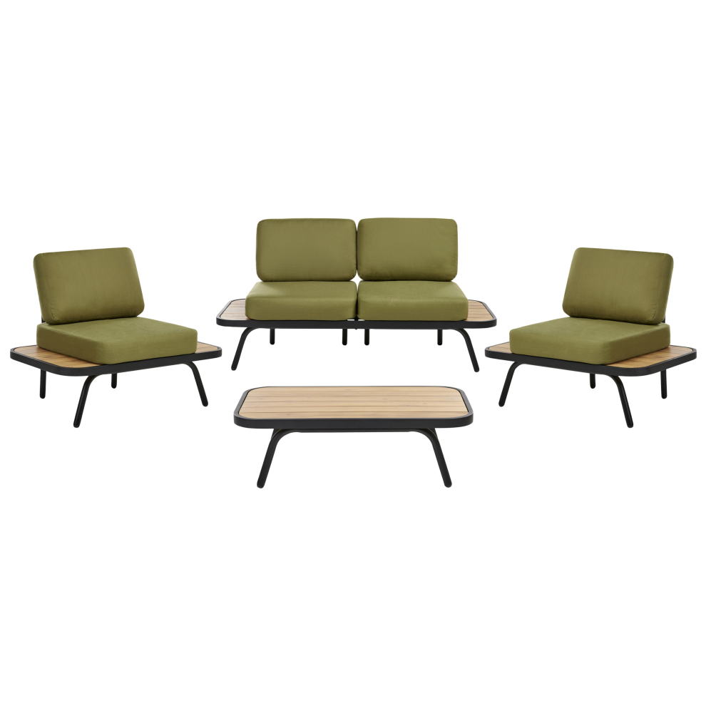 Beliani Garden Lounge Set With Table 4 Seater Minozzo Olive Green Certified Acacia Wood