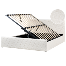 Ottoman Bed ROCHEFORT Boucle Off-White 180 x 200 cm (EU Super King)
