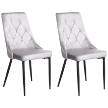 Set of 2 Dining Chairs AVENIR Velvet Light Grey