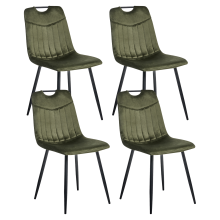 Set of 4 Dining Chairs ARGYLE Velvet Dark Green