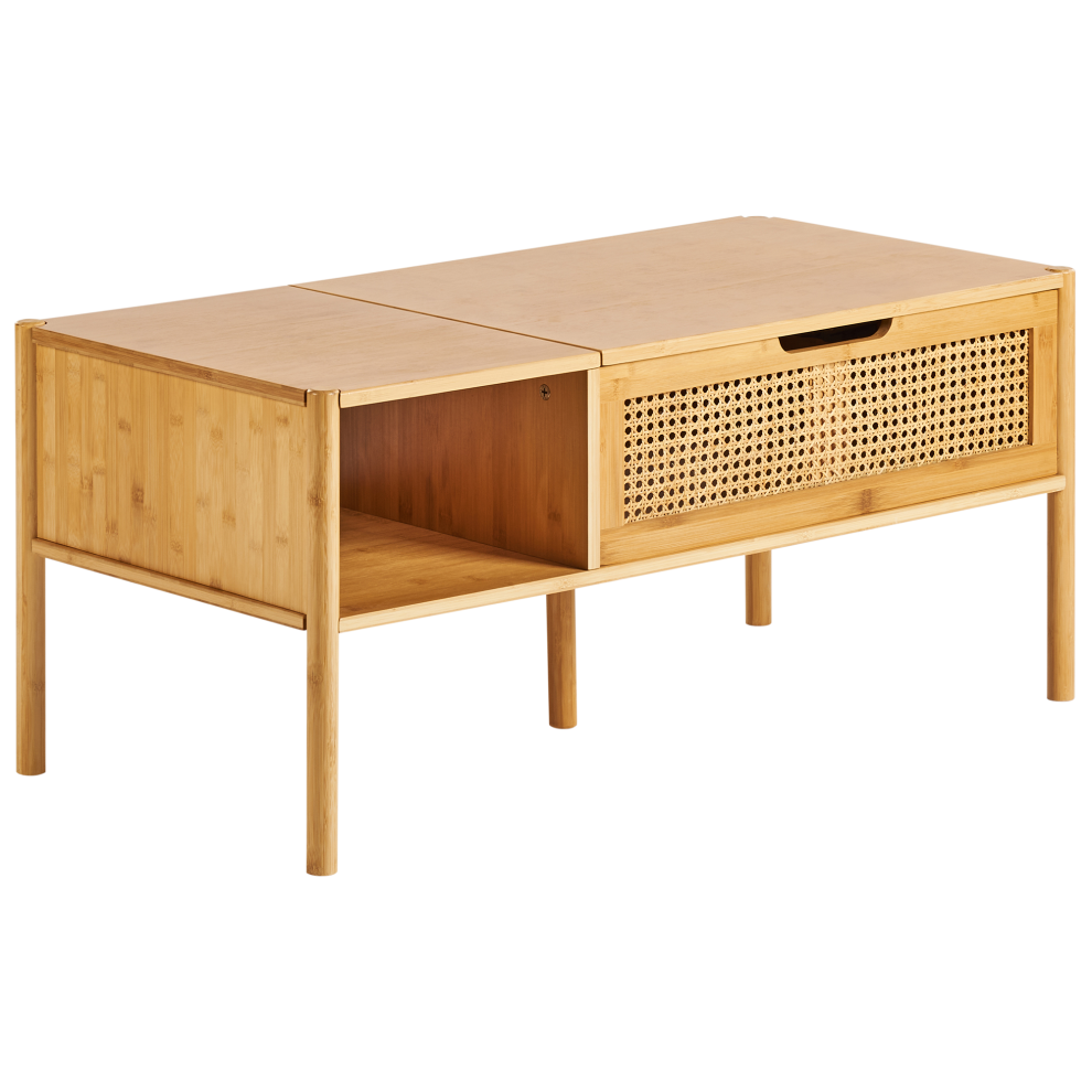 Beliani Coffee Table Surrey Bamboo Natural With Storage