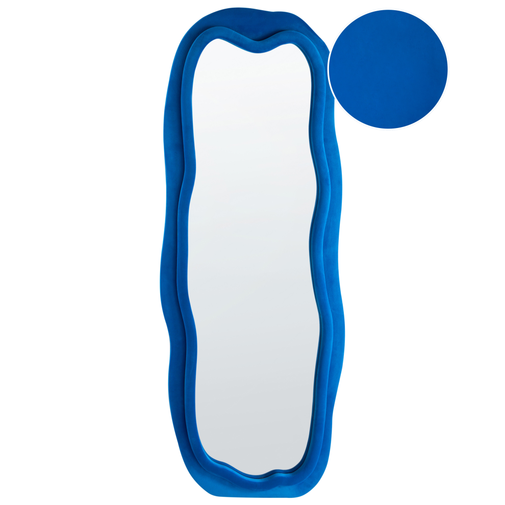 Beliani Wall Mirror Beaune 56 Cm 160 Cm Velvet Blue