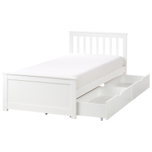 Bed with 2 Drawers Pine Wood OLENDON 90 x 200 cm (EU Single) White