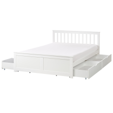 Bed with 4 Drawers OLENDON Pine Wood White 140 x 200 cm (EU Double)