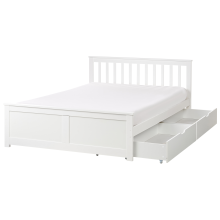 Bed with 2 Drawers OLENDON Pine Wood White 140 x 200 cm (EU Double)