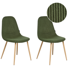 Set of 2 Dining Chairs HILDEN Corduroy Green