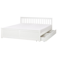 Bed with 2 Drawers OLENDON Pine Wood White 180 x 200 cm (EU Super King)