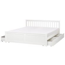 Bed with 4 Drawers OLENDON Pine Wood White 180 x 200 cm (EU Super King)