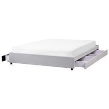 Bed with Storage Drawers without Headboard PRADES Fabric Light Grey 180 x 200 cm (EU Super King)