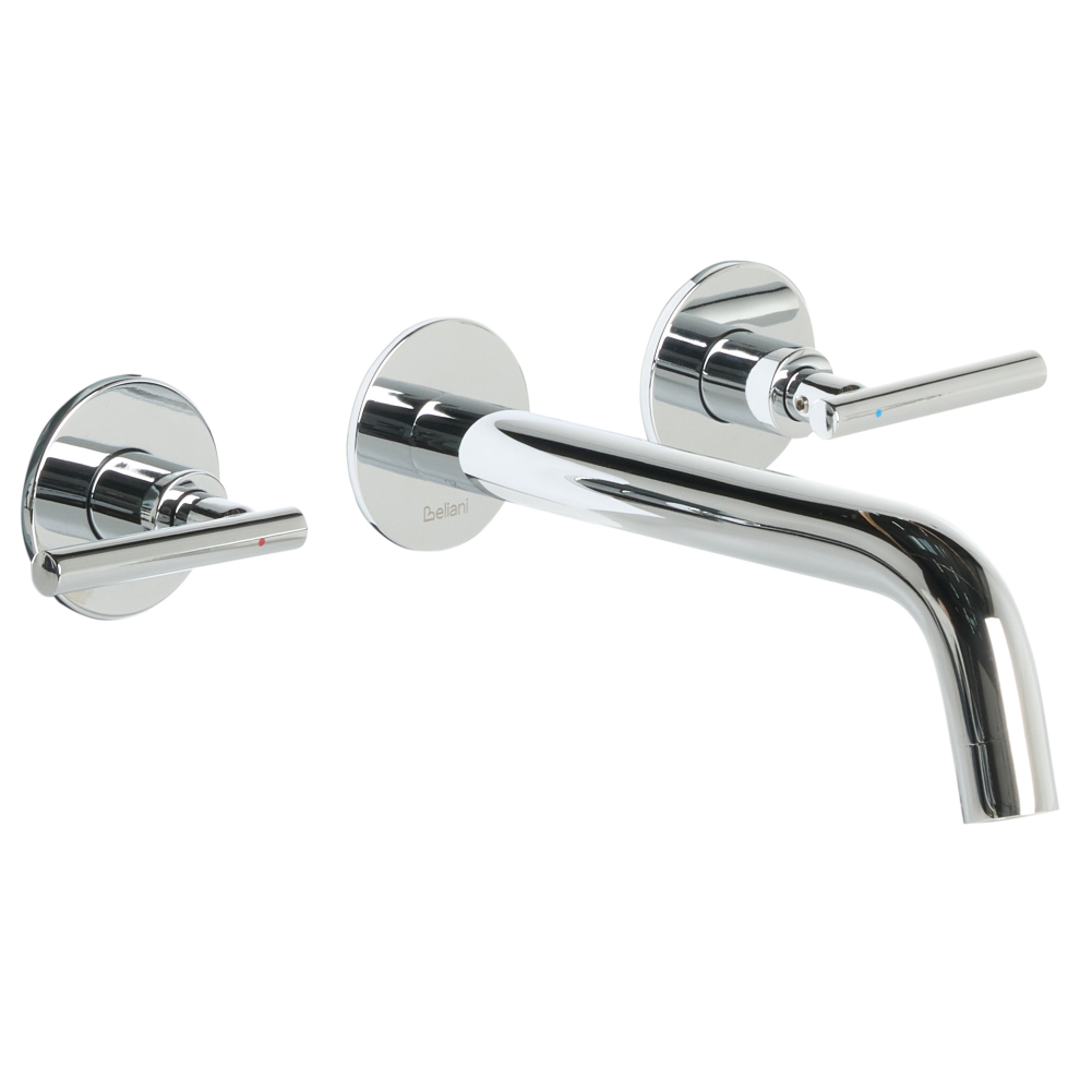 Beliani Wall Mounted Basin Mixer Tap Ishinca Brass Silver