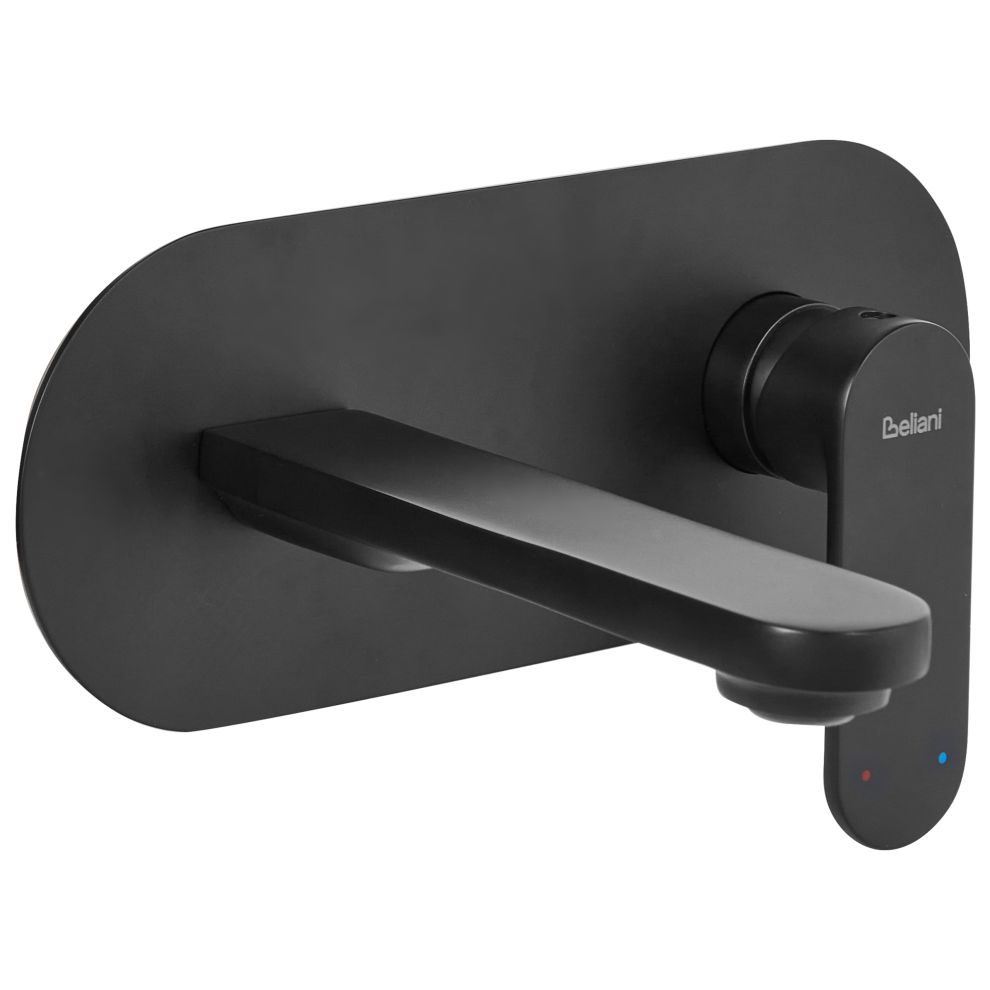 Beliani Wall Mounted Basin Mixer Tap Chapala Brass Black