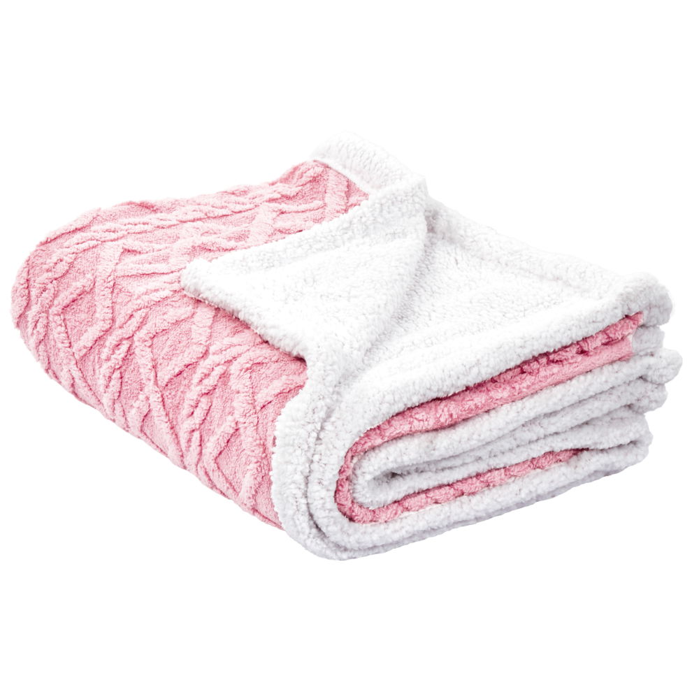 Beliani Blanket Honeycomb 150 X 200 Cm Pink