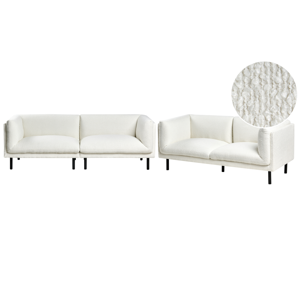 Beliani Living Room Set 5 Seater Vorgod Boucle Off-White