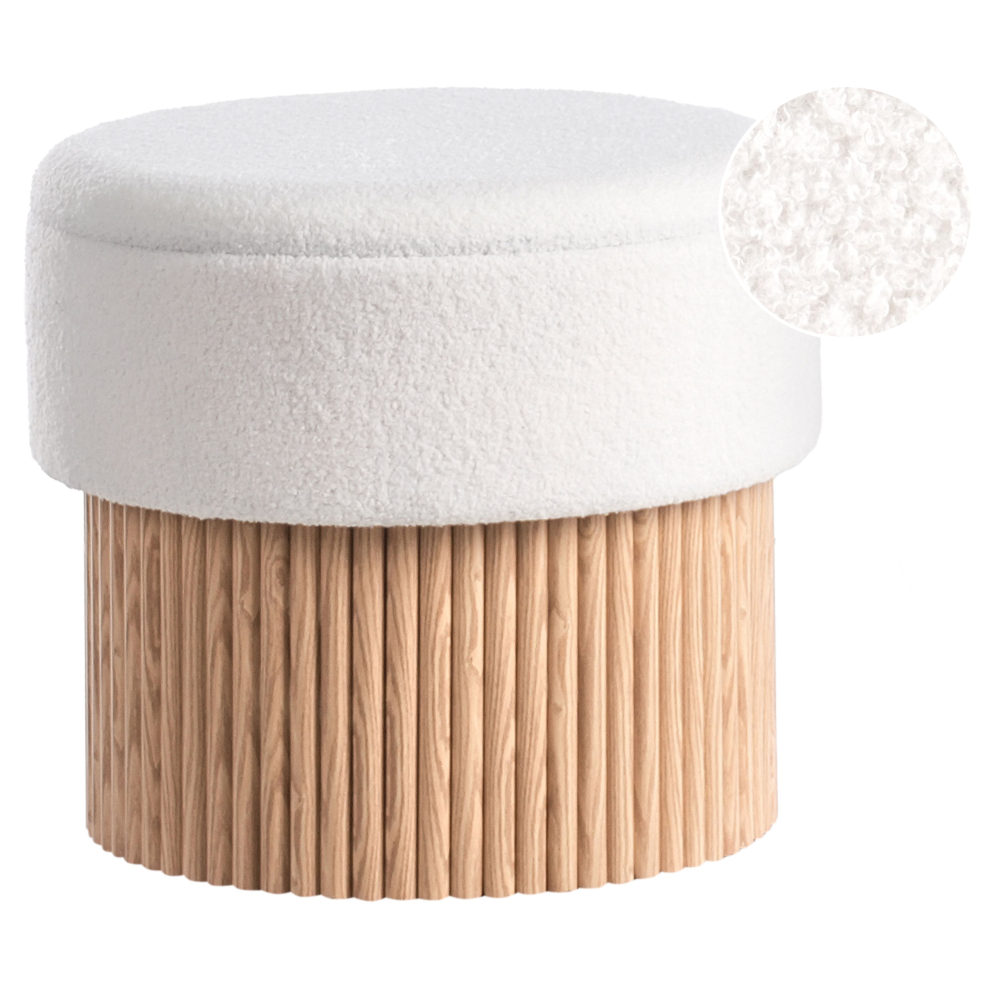 Beliani Storage Pouffe Richey Boucle Off- White