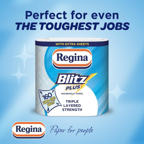Regina Regina Blitz Plus Household Towel – 8 Rolls per Pack, 80 Sheets Per 2