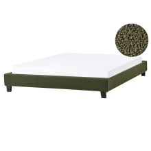 Bed without Headboard Boucle ROANNE 160 x 200 cm (EU King Size) Dark Green