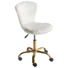 Desk Chair MARGATE Faux Fur White