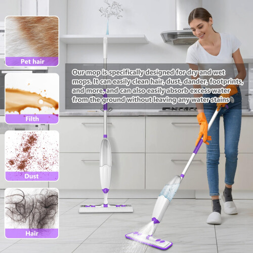 Microfibre Spray Mops for Floor Cleaning, Hardwood Spray Mop with 2