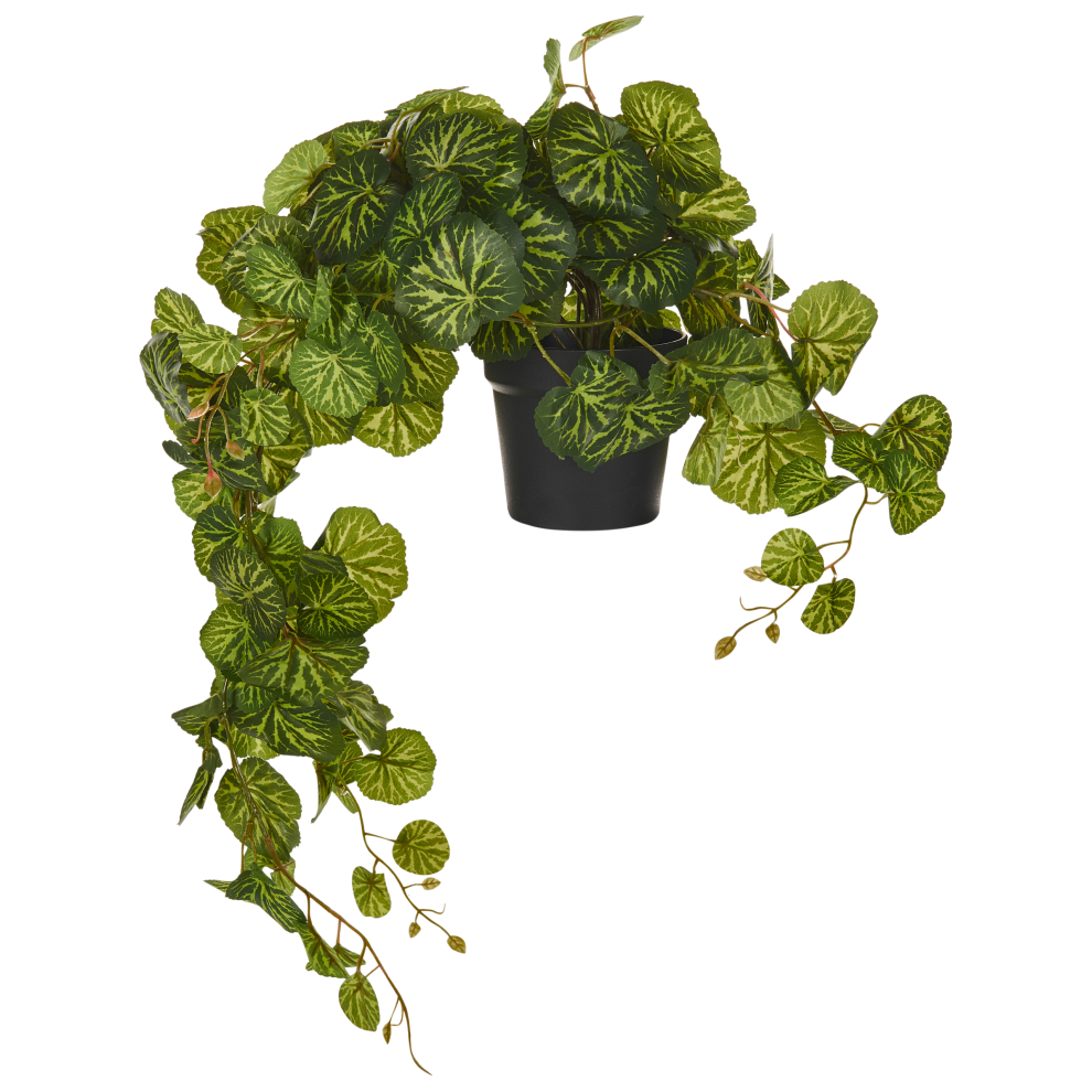 Beliani Artificial Hanging Potted Plant Strawberry Begonia 37 Cm Green
