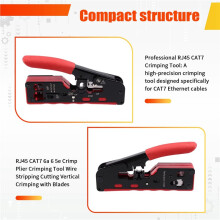 RJ45 CAT7 6a 6 5e Crimp Plier Crimping Tool Wire Stripping Cutting Vertical Crimping with Blades