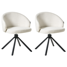 Set of 2 Dining Chairs Swivel OVALO Fabric Off-White