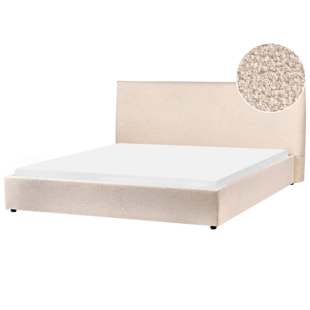 Beliani Waterbed Boucle Lavaur 180 X 200 Cm (Eu Super King) Beige Cream