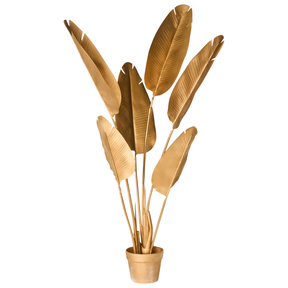 Beliani Artificial Plant Banana Tree 123 Cm Gold