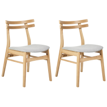 Set of 2 Dining Chairs CYNTHIANA Wood Light Brown/ Grey