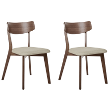 Set of 2 Dining Chairs HOLLY Wood Brown/ Beige