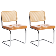 Set of 2 Dining Chairs ETHETE Faux Leather Golden Brown