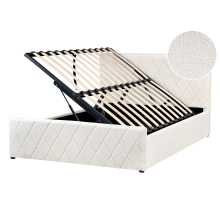 Ottoman Bed ROCHEFORT Boucle Off-White 140 x 200 cm (EU Double)