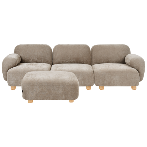 Beliani Modular Sofa 3 Seater AMLI Beige Fabric with Ottoman