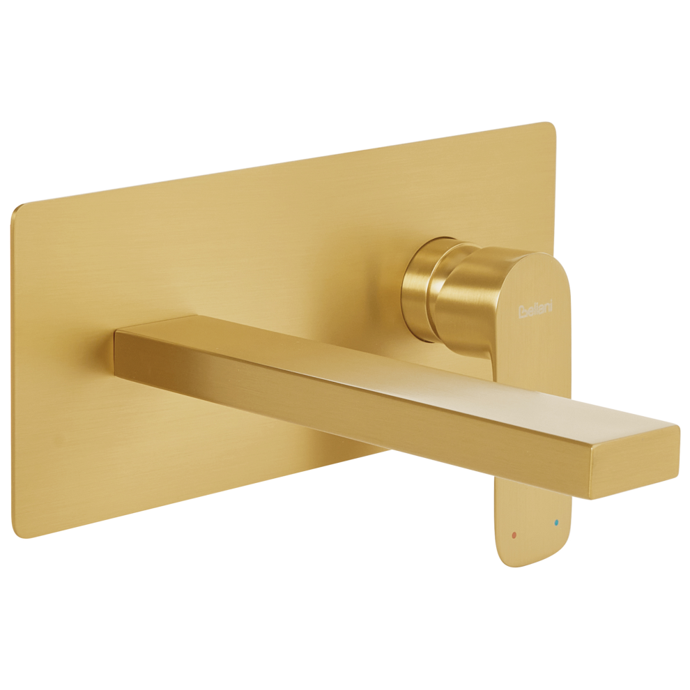 Beliani Wall Mounted Basin Mixer Tap Dichato Brass Gold