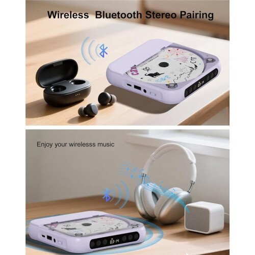 Draagbare Cd-Speler met Dubbele Stereoluidsprekers, Oplaadbare Draagbare Cd-Speler met 1