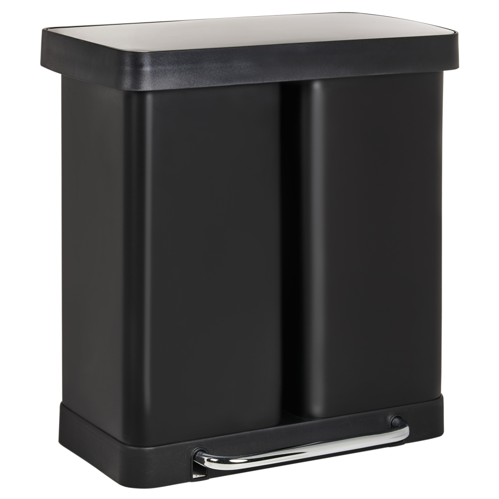 Beliani Double Pedal Waste Bin 60 L Ecosort Metal Black