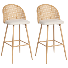 Set of 2 Bar Chairs CORNELL Metal Light Brown