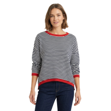 Camiseta de Manga Larga para Mujer a Rayas Algodón Blanco Negro XL — ropa mujer algodon, camiseta rayas