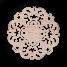 4X Rubber Wood Carved Long Applique Unpainted Flower Walls Cabinets Door Decor Wood Color