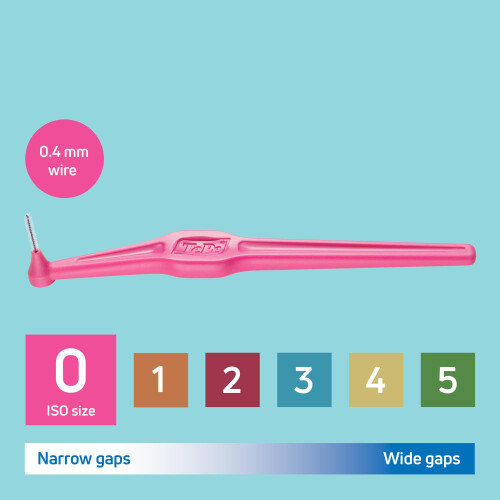 Tepe TePe Interdental Brush Angle, Pink, 0.4mm/ISO 0, 20pcs, Interspace Cleaning, Pla 1