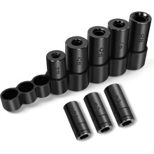 70500 Tapdopset, 8-Delige Set met 1/4" en 3/8" Aandrijving Tapdoppen en Adapters voor Gebruik met een Dopsleutelset, 1/2" en 1/8" NPT Tappen