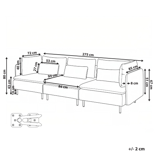 Beliani EGERIS 3 Seater Modular Sofa Beige Fabric 2