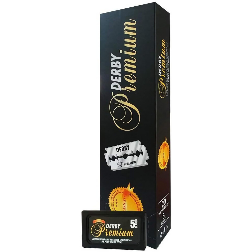 Derby Premium Double Edge Razor Blades Â 100 Blades (205) | Stainless Steel, Platinum-Coated | Fits All Safety Razors
