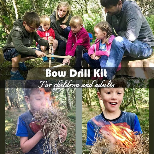 Fire Making Tool Outdoor Emergency Fire Tool Wood Drilling Fire Making Tool Survival Emergency Ignitor Kit 2