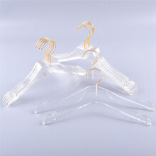 15 Pcs Clear Clothes Hangers with Gold Hook, Transparent Shirts Dress Coat Hanger with Notches for Lady Kids Small