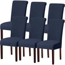 Funda Elástica para Silla Universal Juego de 6 Piezas Azul Marino — protector sillas comedor, fundas ajustables spandex
