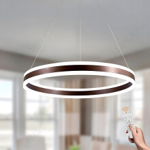 Moderne lámpara colgante LED redonda regulable con mando elegante marrón 60 cm — iluminacion salon, luz techo comedor