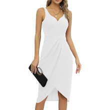 Robe cocktail élégante vintage midi ajustée blanche S — robe mariage invité, tenue rockabilly femme